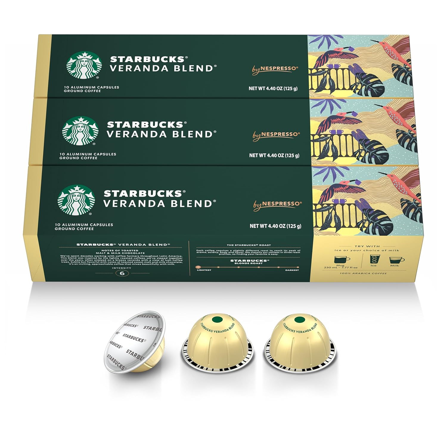 Starbucks by Nespresso Vertuo, Veranda Blend, Blonde Roast Coffee, 30-count Coffee Pods, Brews 7.8 oz.