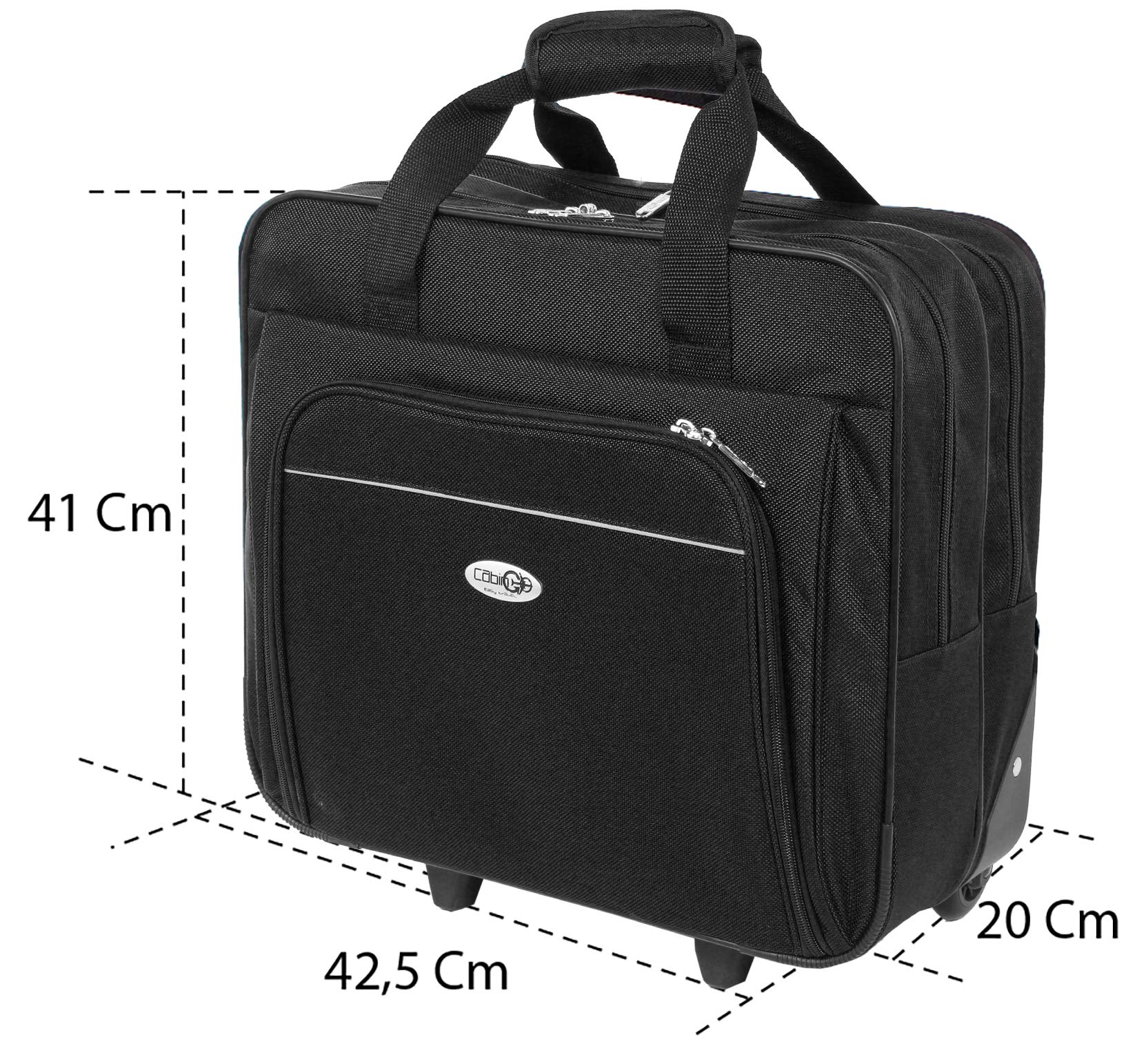 CABIN GO 5592 Trolley morbido con rotelle girevoli porta computer da 15,6 pollici, Borsa pilota da viaggio porta laptop, Trolley pilota dimensioni da bagaglio a mano