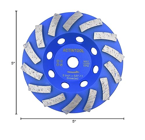 Miniatura 13 de 5 pulgadas x 7/8-5/8 pulgadas. 14 segmentos de diamante Turbo rueda de molienda de la taza, 5 pulgadas diamante muela abrasiva para hormigón