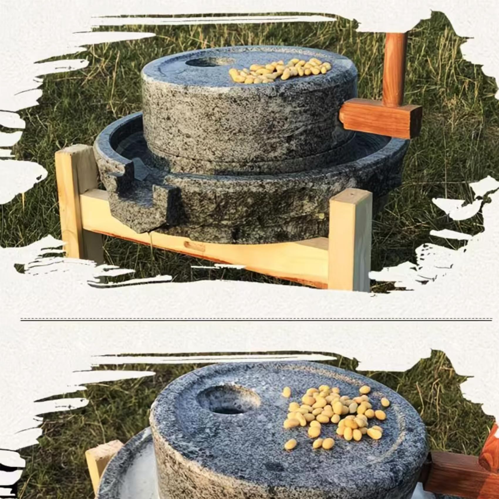 Tarcza do mielenia w domu Stary młynek do kamienia, Młynek do ziaren kawy na sucho i na mokro, do ziaren, fasoli, jęczmienia, przypraw(25cm)
