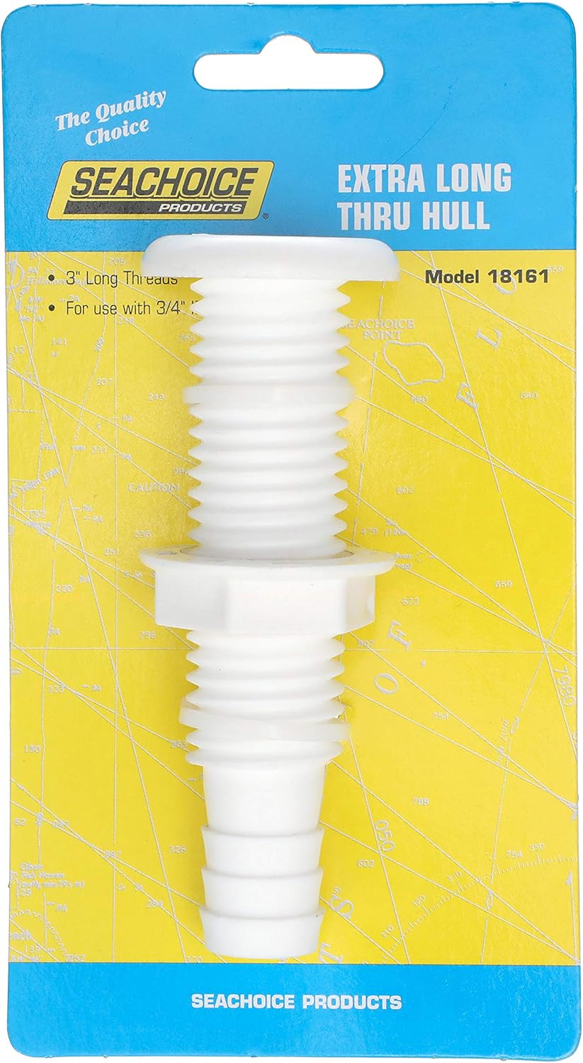 Seachoice 18161 Polypropylene Extra Long Thru-Hull Connector for 3/4-Inch ID Hose, White Finish : Boating Plumbing Fittings : Sports & Outdoors
