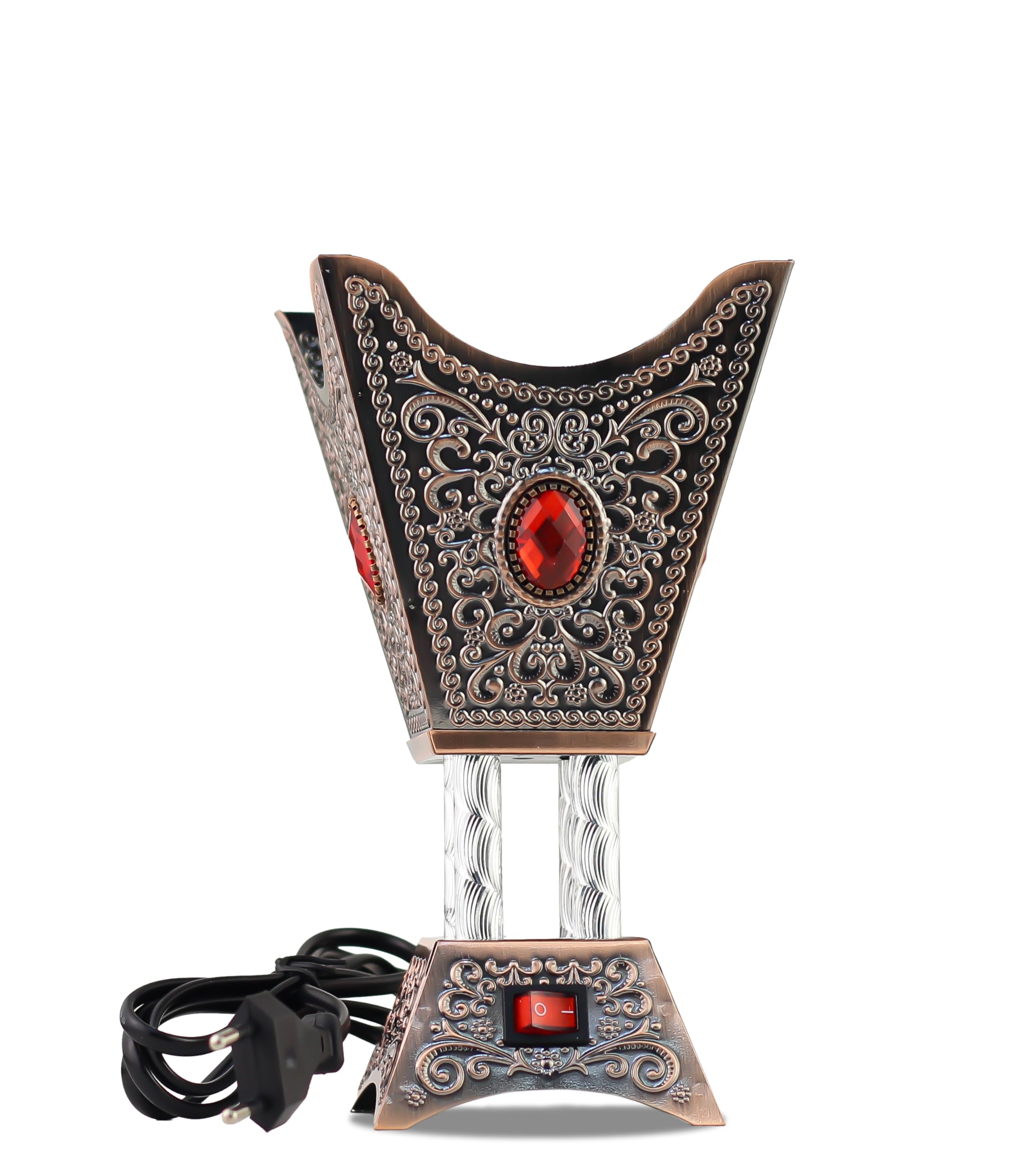 Arabian Electric Incense Burner Metal Vintage Arabic Burner - Middle Eastern Incense Holder, Electric Bakhoor Burner Suitable for Arabian Oud, Home & Hotel Decor (Style 23)