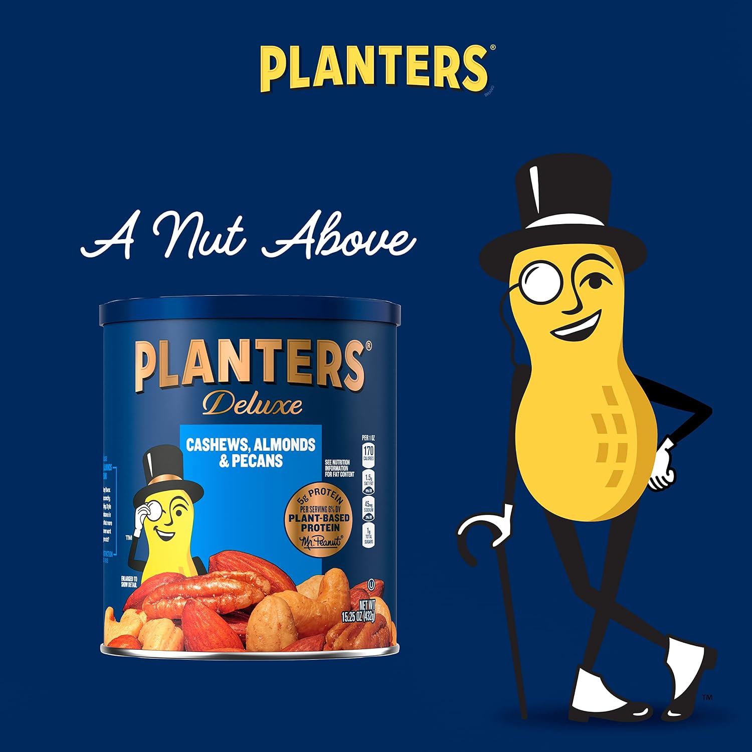 PLANTERS Select Cashews, Almonds & Pecans, 15.25 oz. Resealable Container - Salted Nuts - Kosher, Packaging may Vary