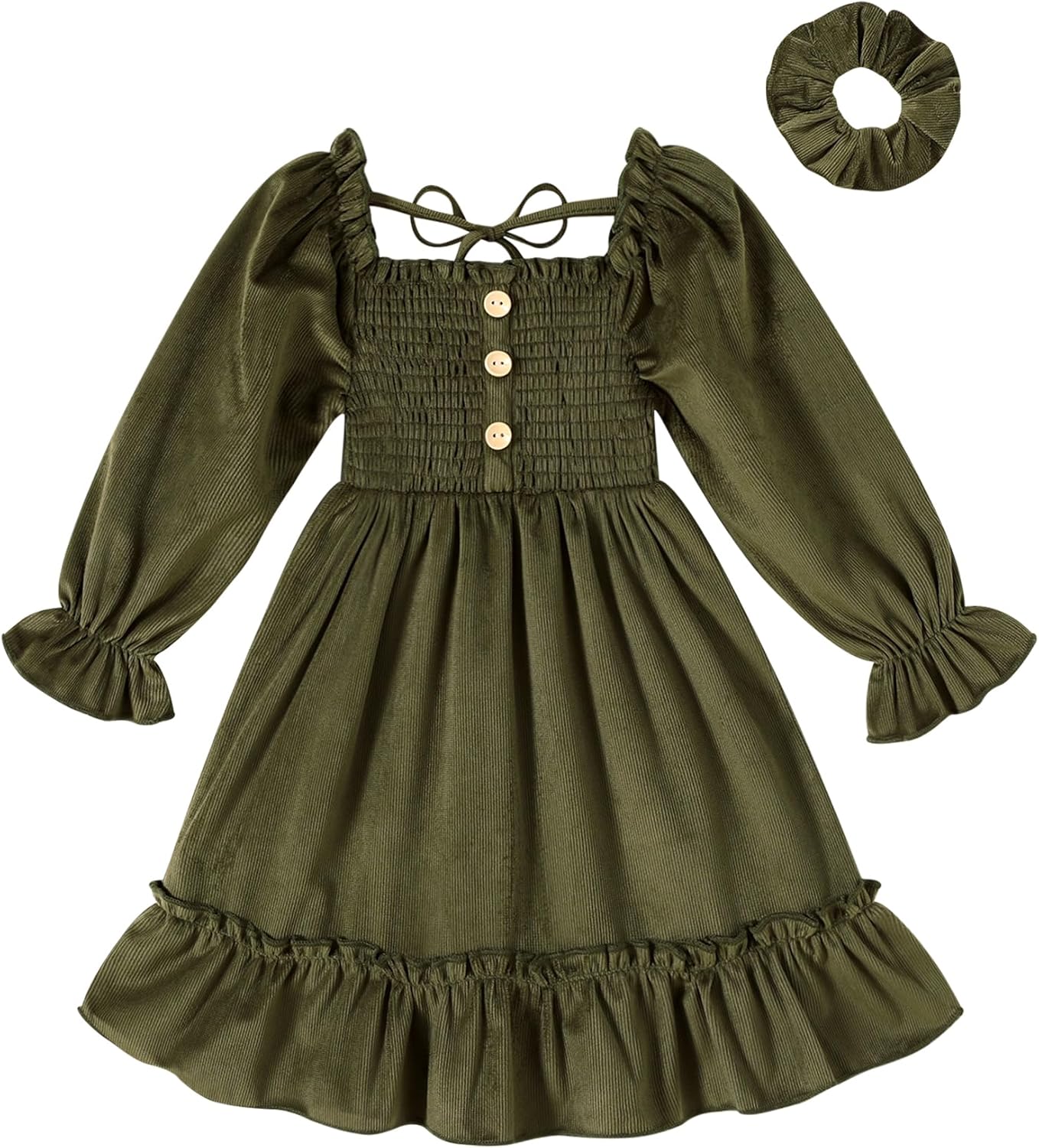 Happy Town Toddler Girl Dress Long Sleeve Linen Vintage Baby Fall Winter Outfits Clothes