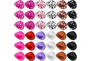 36-Piece Plastic Mini Western Cowboy Cowgirl Hat Assortment for Party Accessories, Toy...
