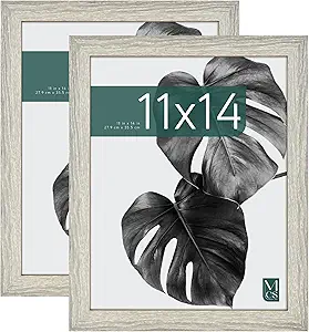 MCS Studio Gallery 11x14 Picture Frame Gray Woodgrain, Rectangle Photo Frame for Photos, Posters & Art Prints (2-Pack)