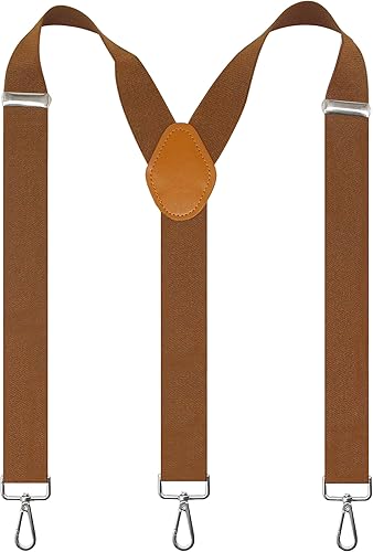 Tirantes para hombre, 3 ganchos giratorios de 1.4 pulgadas de ancho, tirantes elásticos ajustables con trabillas para cinturón resistentes