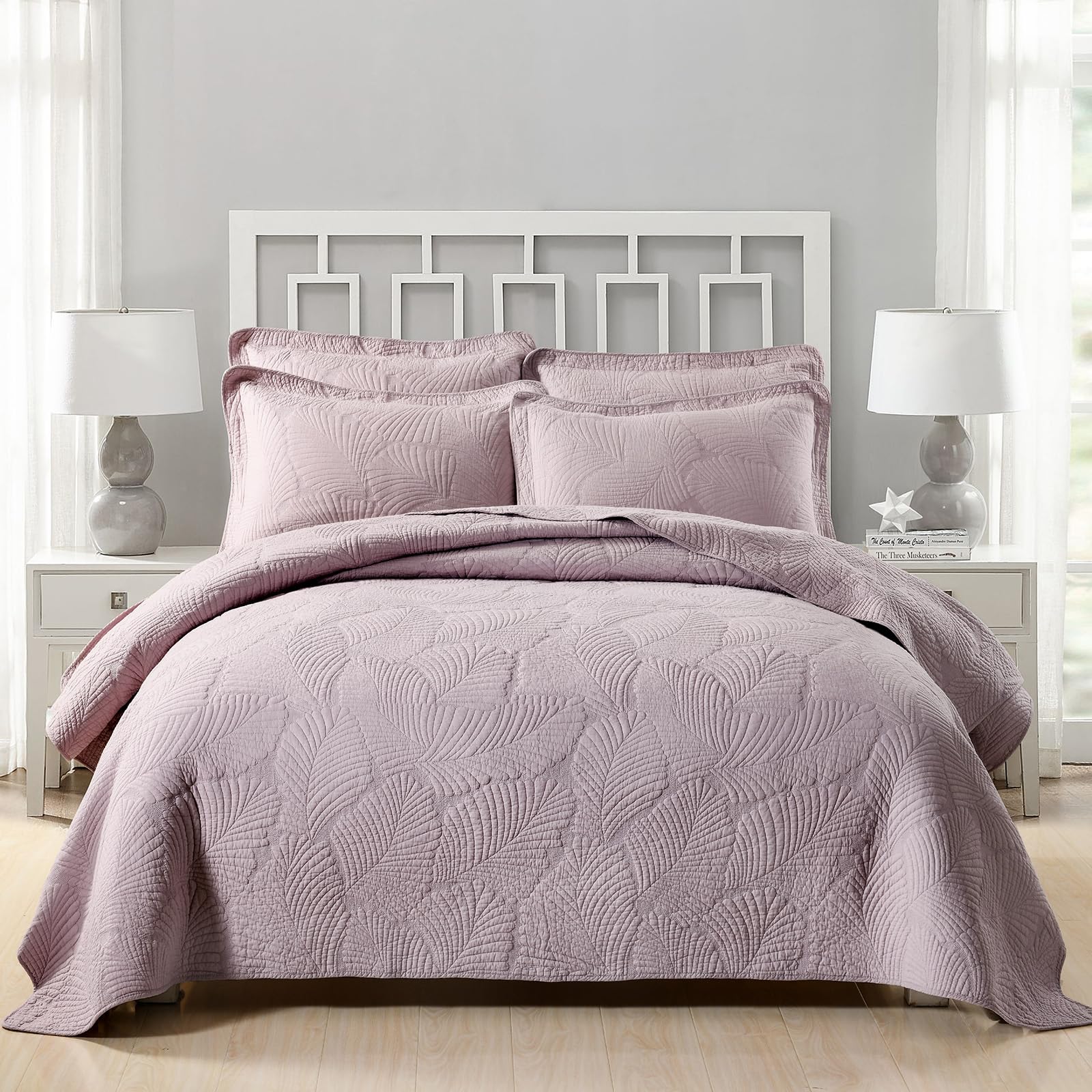 Colcha tropical morada de algodón mixinni para renovar el confort de tu cama Queen
