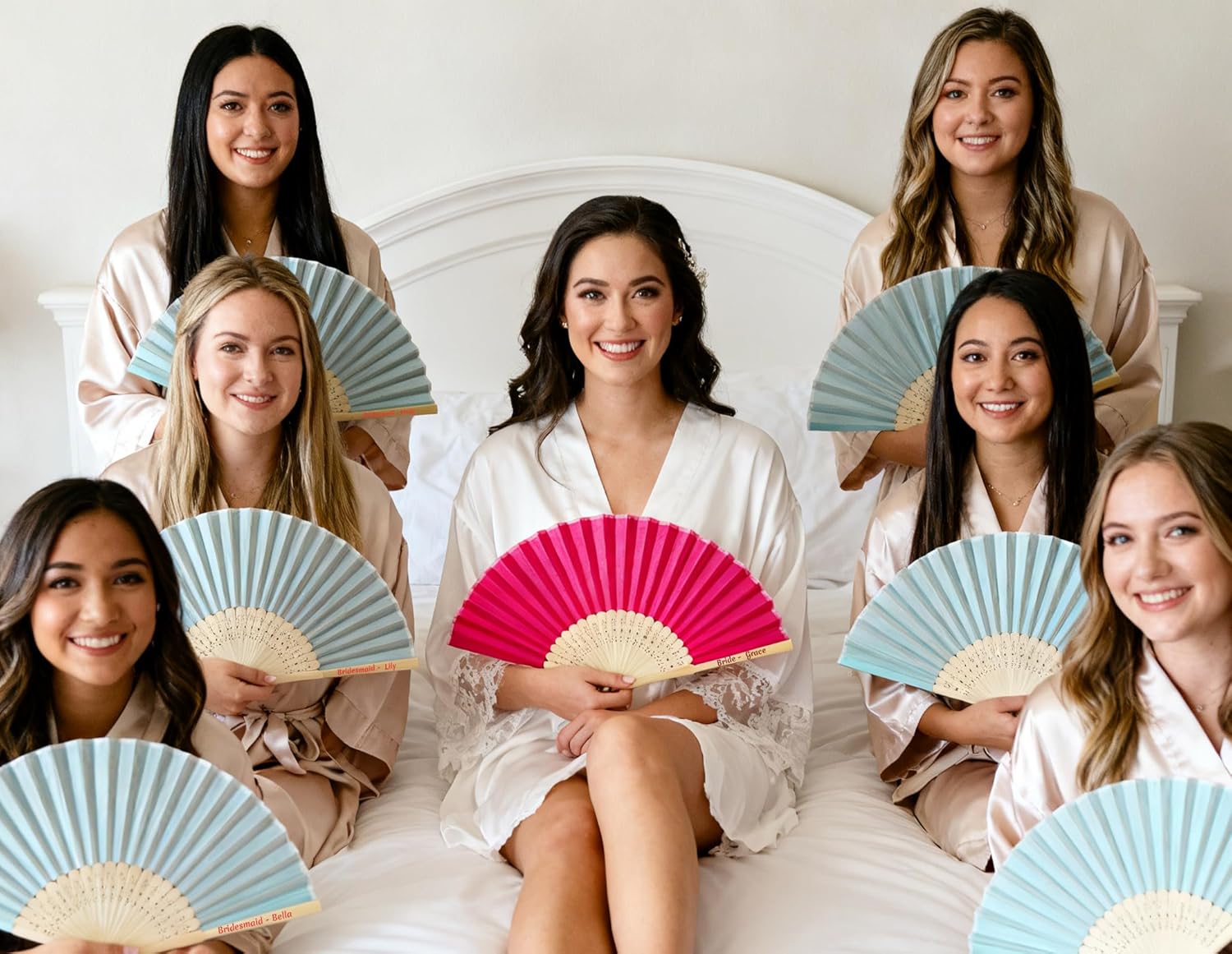 8.3''Personalized Cloth Fan bulk Custom Handheld Bamboo Fans Decor Folding Fan for Wedding Outdoor Party Favor