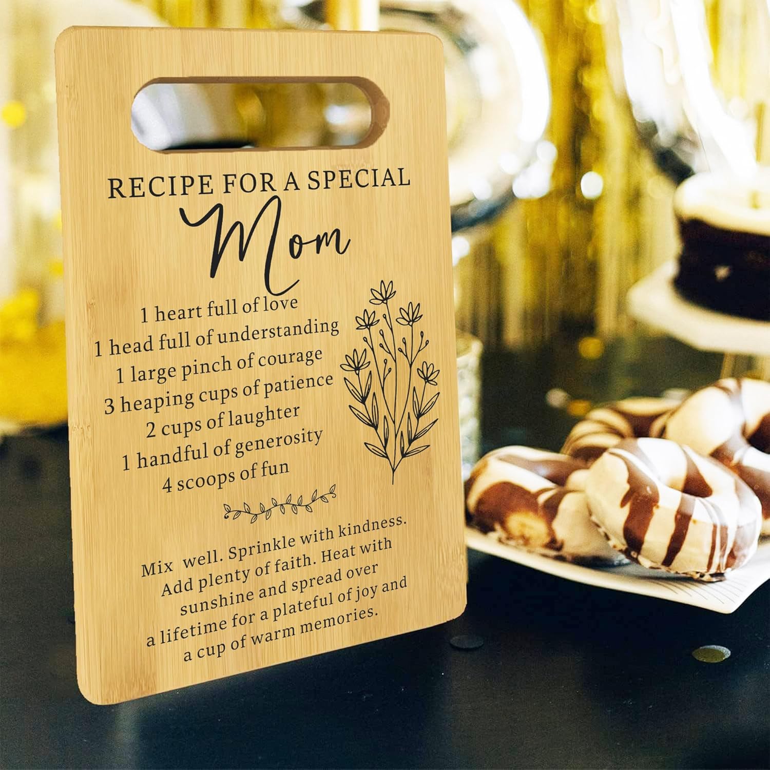 Recipe for a Special Mom Bamboo Cutting Board, Mothers Day, Birthday Gifts for Mom from Daughter Son, Christmas Thanksgiving Gift - Image 2