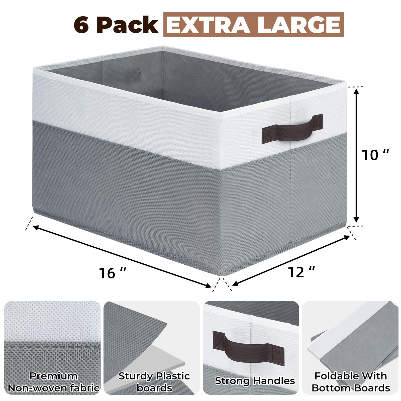Criusia Lot De 8 Grands Paniers De Rangement Pliables En Tissu Avec Poignées Pour Organisation De La Pièce, étagères De Placard, Salle De Bain, Cuisine, Bureau (35,6 X 25,4 X 24,5 Cm