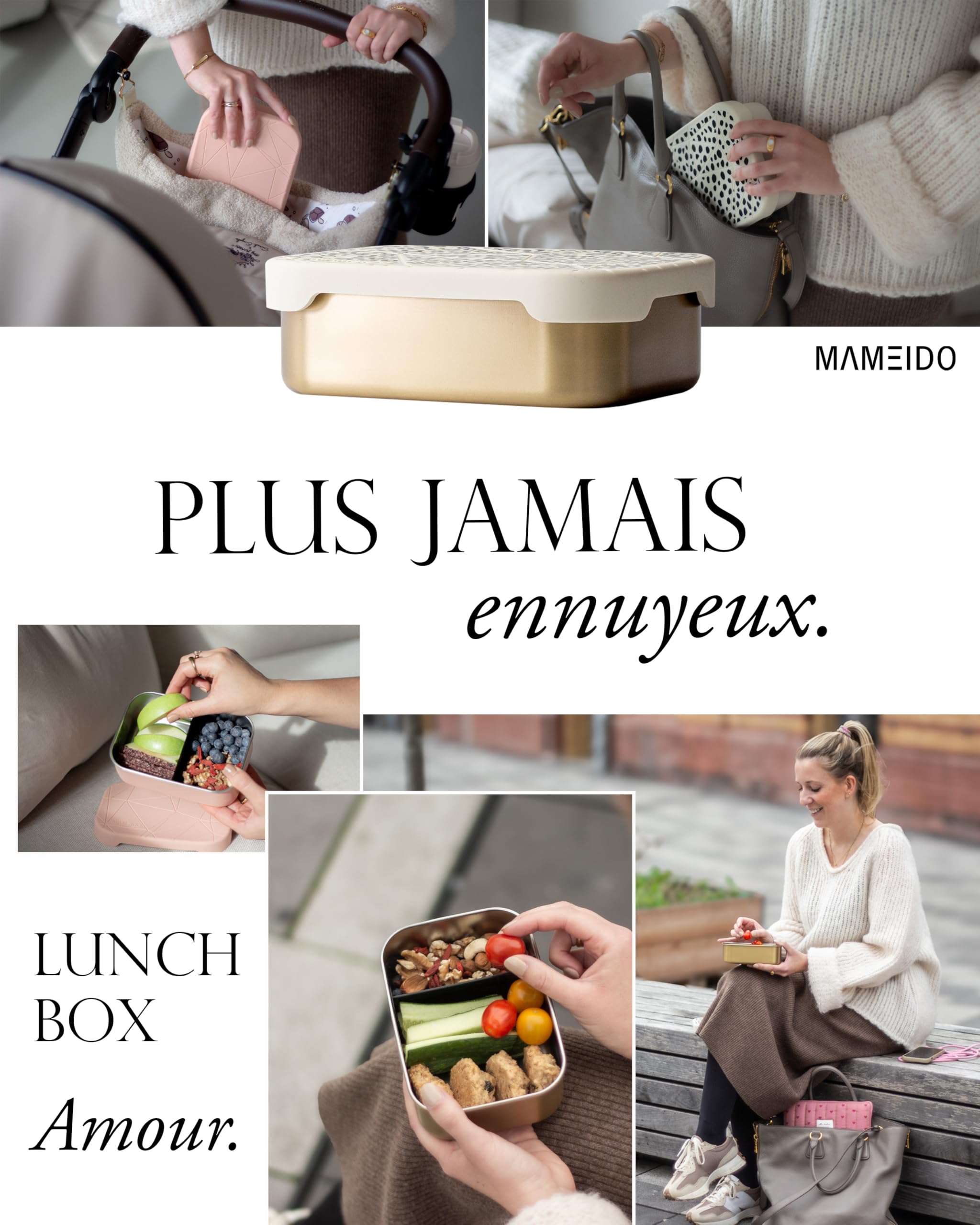 MAMEIDO Lunch box compartiments 1200 ml (Taupe Grey)