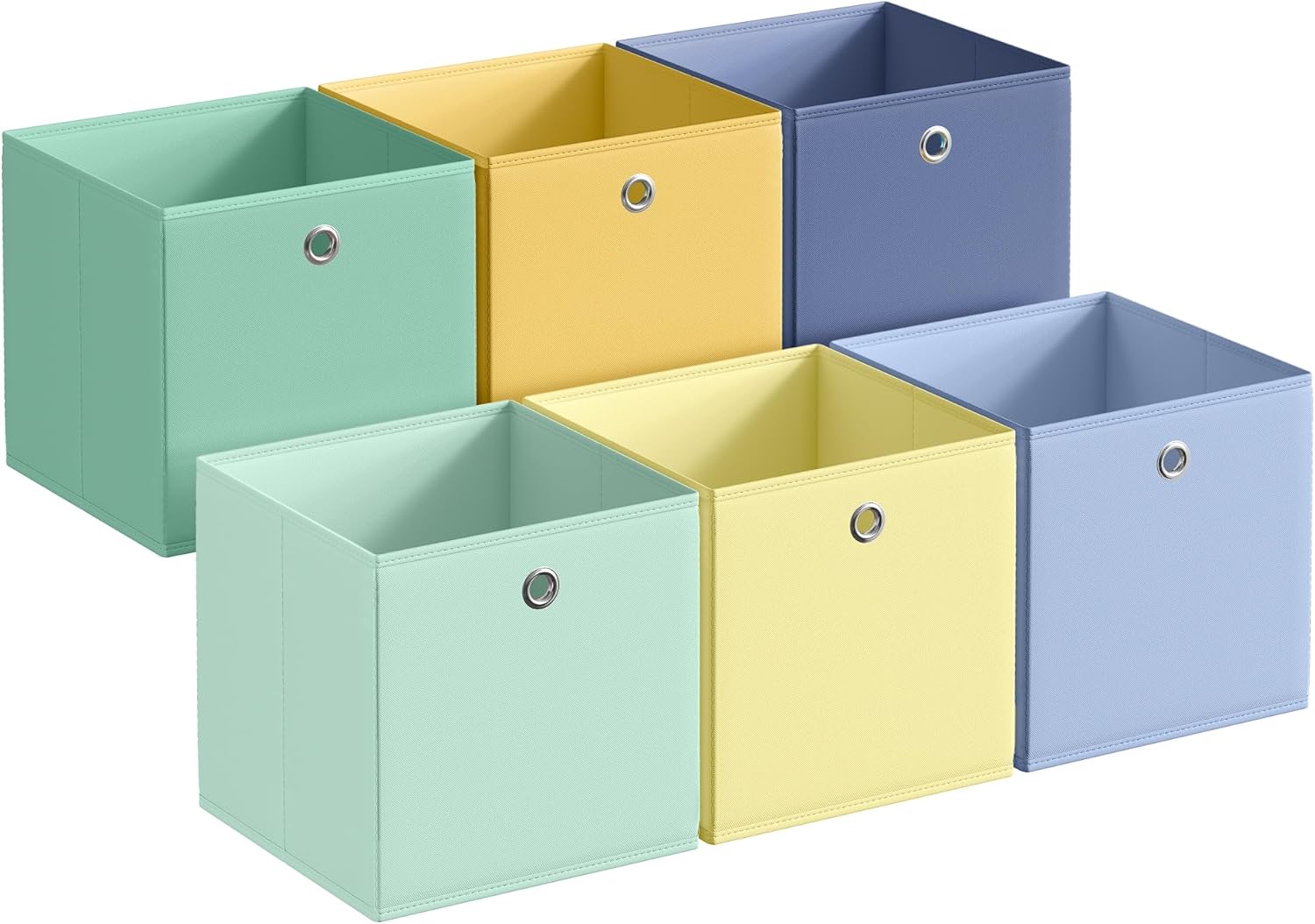 SONGMICS Storage Cubes, Set of 6 Collapsible Storage Boxes, Odourless, 30 x 30 x 30 cm, Fit Cube Storage Unit, Rainbow Storage Bins, Colourful Fabric Bins for Bedroom, Living Room RFB230XA08