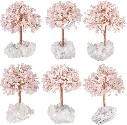 Miniatura 4 de rockcloud Árbol de dinero de cristal hecho a mano con base de racimo de cristal de roca, árbol bonsái con piedras preciosas para decoración de