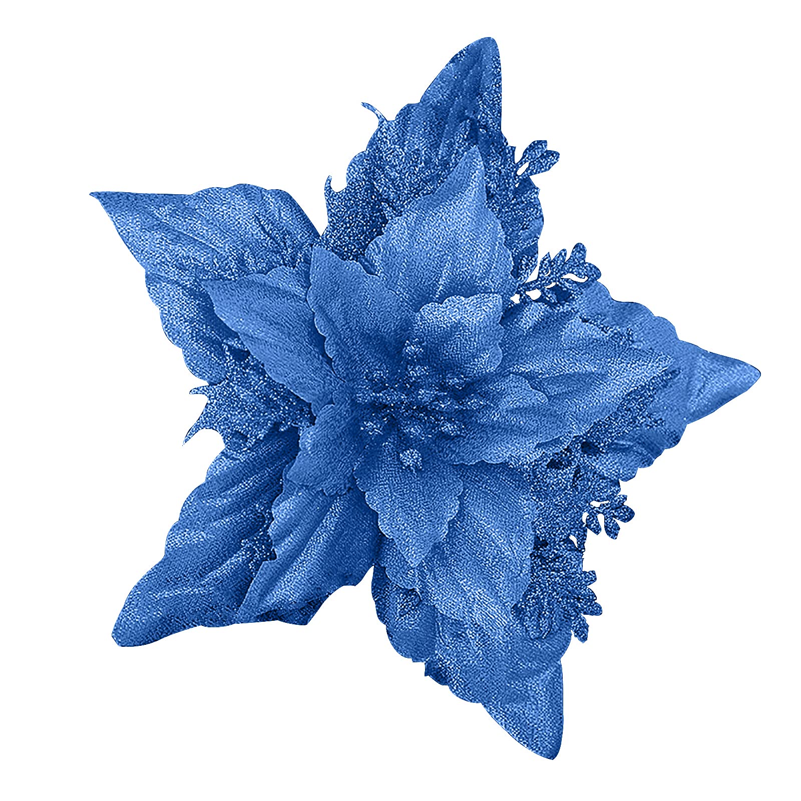 Mokyler 8 PCS Christmas Glitter Poinsettia Flowers Artificial Silk Flowers Picks, Xmas Tree Ornaments Fake Floral Picks for Xmas Wreaths Garland Holiday Decor