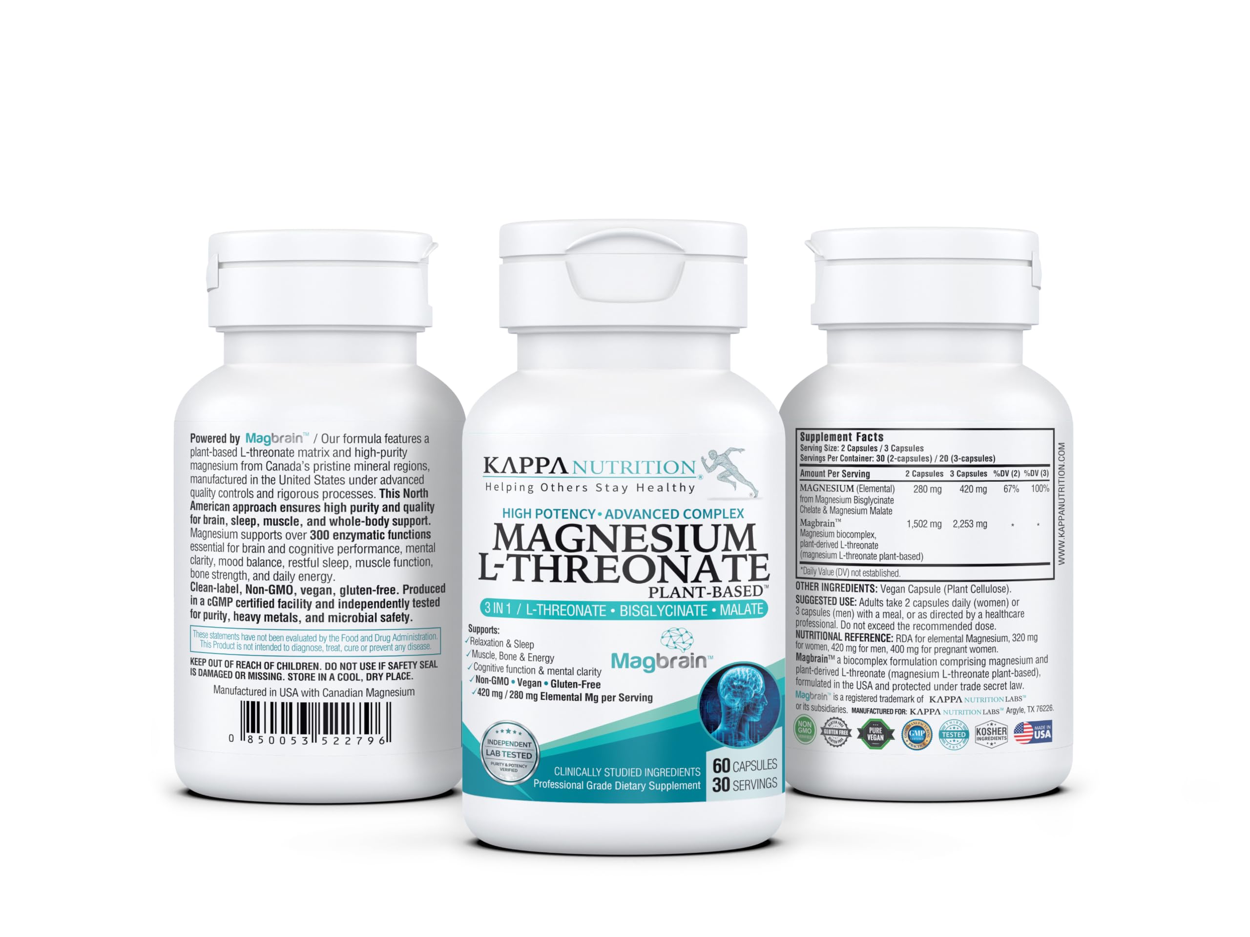 Magnesium L-Threonate Plant-Based 3 in 1 Powered by Magbrain® Magnesium L-Threonate Plant-Based | Magnesium Bisglycinate & Magnesium Malate | Up to 420 mg Elemental Magnesium | 60 Vegan Capsules. — Amazon image 15