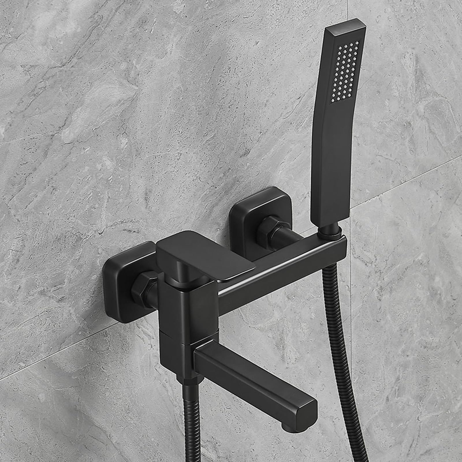 Mélangeur de bain avec ensemble de douche mural noir mat eau chaude et froide