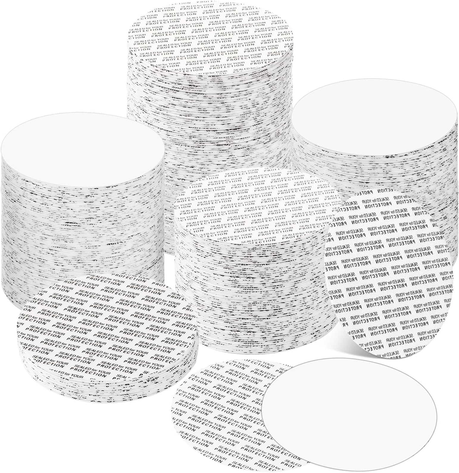 70 mm Foam Lid Liner Pressure Sensitive Seal Round Jar Sealer Bottle Seals Heat Resistant Foam Cap Torque Activated Safety for Protection Safety Jar Cap Bottle Vial Tamper Gasket Kit(500 Pieces)
