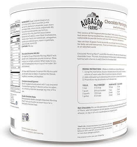 Miniatura 2 de Augason Farms Morning Moo's - Alternativa de leche baja en grasa, 4 libras, 7 onzas, número 10