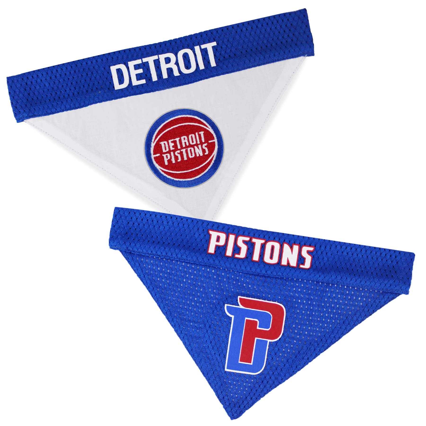 Pets First NBA Dog Bandana - Detroit Pistons Reversible Pet Bandana. 2 Sided Home & Away Sports Bandana with a PREMIUM Embroidery TEAM Logo, Small/