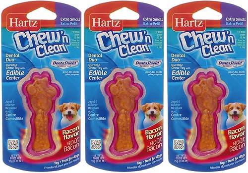 Hartz Tiny Dog Dental Duo - Juego de 3 juguetes comestibles para masticar