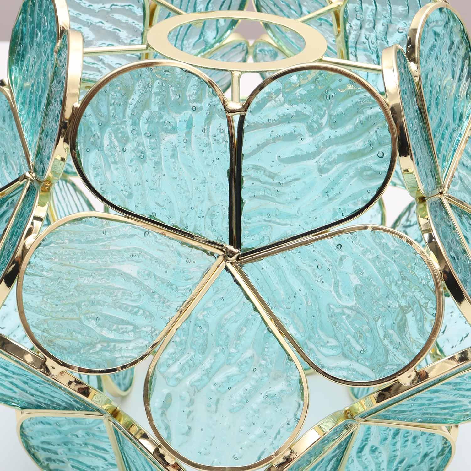 S10733 Tiffany Style - Pantalla con diseño de pétalos de flores de cristal (Textured Aqua Blue, 8 pulgadas, flor de cerezo) 2