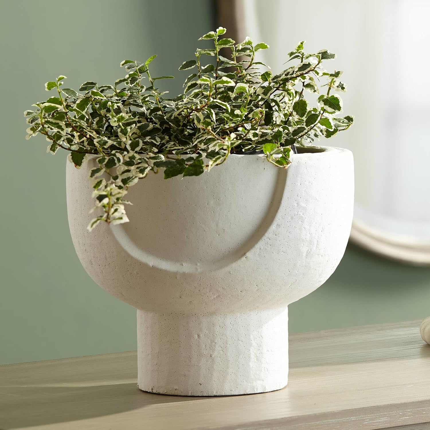 Studio 55D Bletheny White Ceramic Pedestal Decorative Bowl