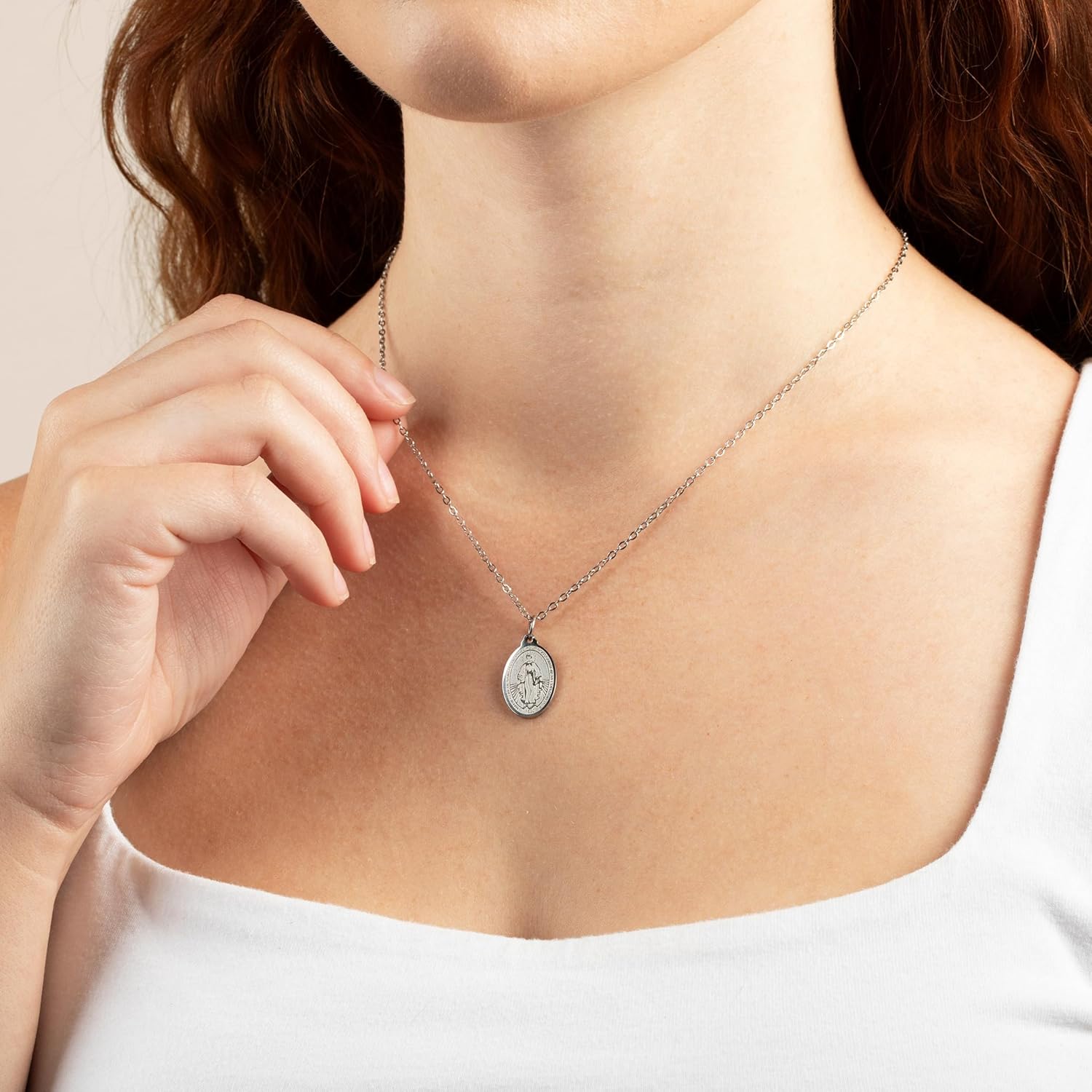 Miraculous Medal - Virgin Mary Necklace - Catholic Family Owned Brand - Made in USA - 16 Inch Stainless Steel Chain - Tarnish Free Gold Jewelry - Necklaces for Women - Image 2