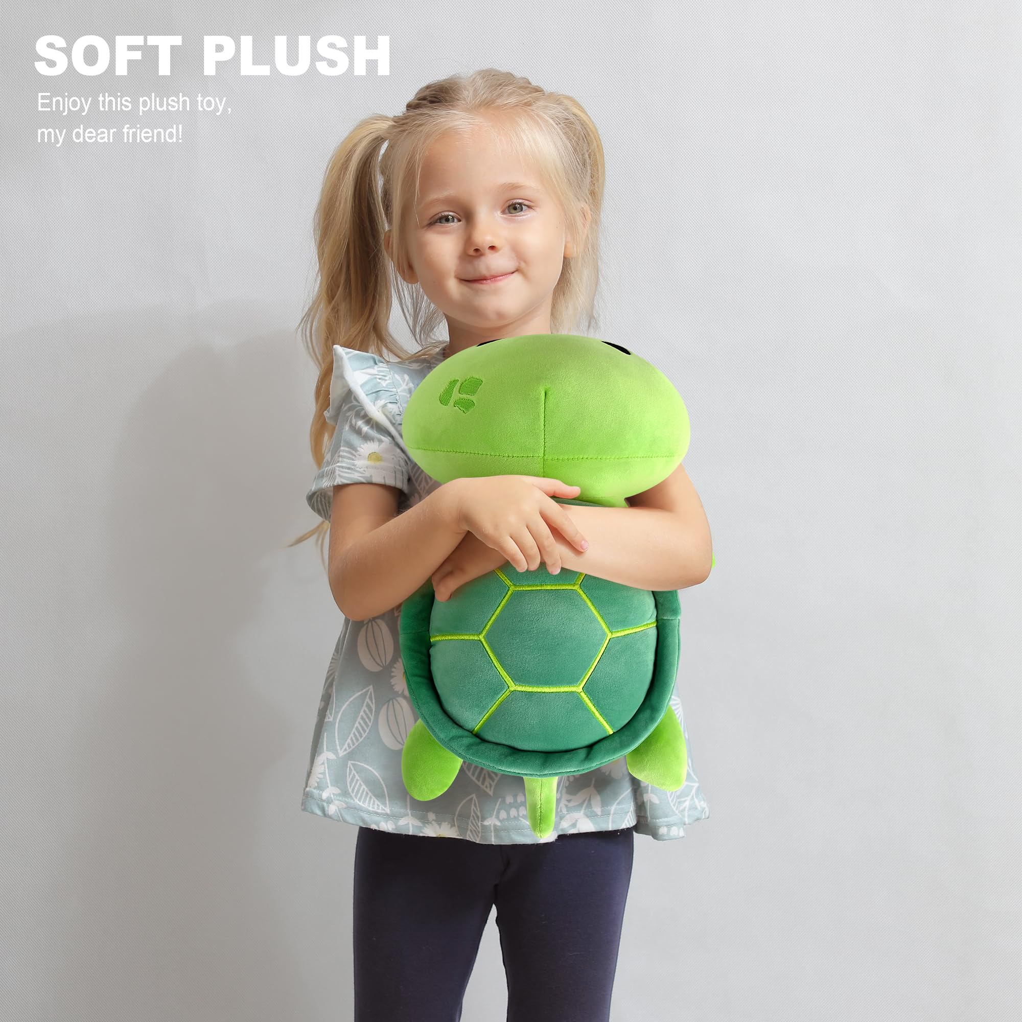 shownicer Peluche tortue kawaii, coussin, cadeau pour enfants et filles de 12 ans et plus, vert, 30 cm