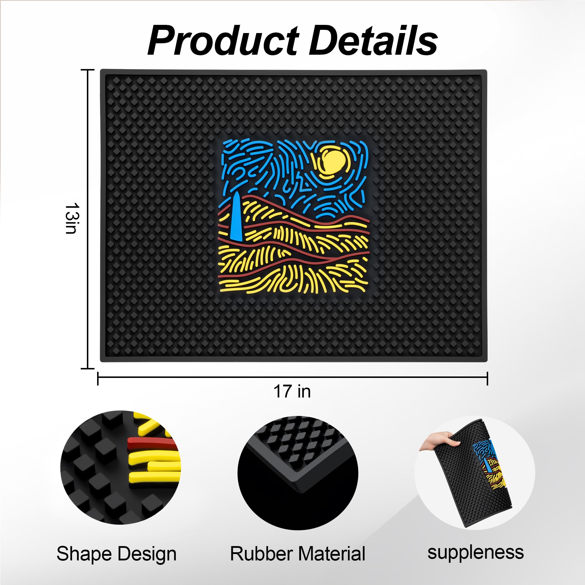 Heavy Duty Bar Mat Drying Bar Rail Mat Non-Slip Serving Spill Mat 17"x13" (Cornfield) — Amazon image 5
