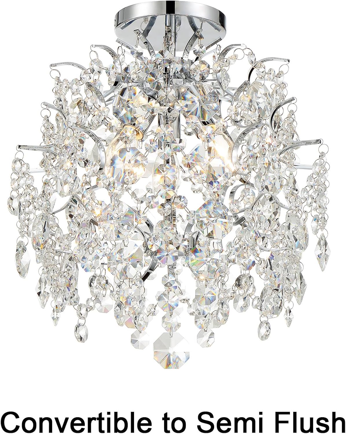 Minka Lavery 3150-77 Isabella's Crown Convertible Mini Chandelier to Semi-Flush, 3-Light, 180 Total Watts, 14-in H x 17-in W, Chrome
