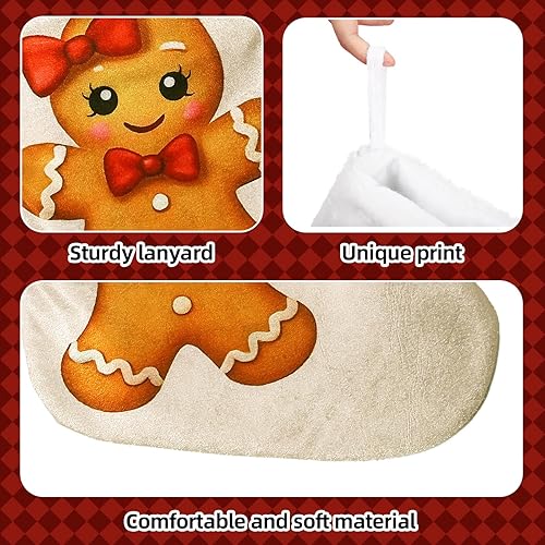 Miniatura 5 de Medias de Navidad personalizadas grandes estampadas, medias festivas para chimenea, fiesta de Navidad y decoración de regalo (galletas y renos,