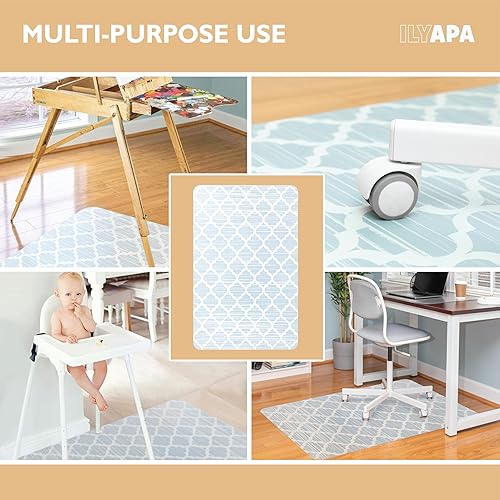 Miniatura 3 de Ilyapa Tapete para silla de oficina para suelo de madera dura, 30 x 48 pulgadas, tapete de PVC para sillas de computadora en suelos de Harwood,