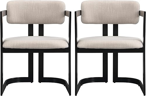 Miniatura 5 de Christopher Knight Home Auber - Juego de 2 sillas de comedor tapizadas modernas, juego de sillón de comedor tapizado de tela con marco de metal,