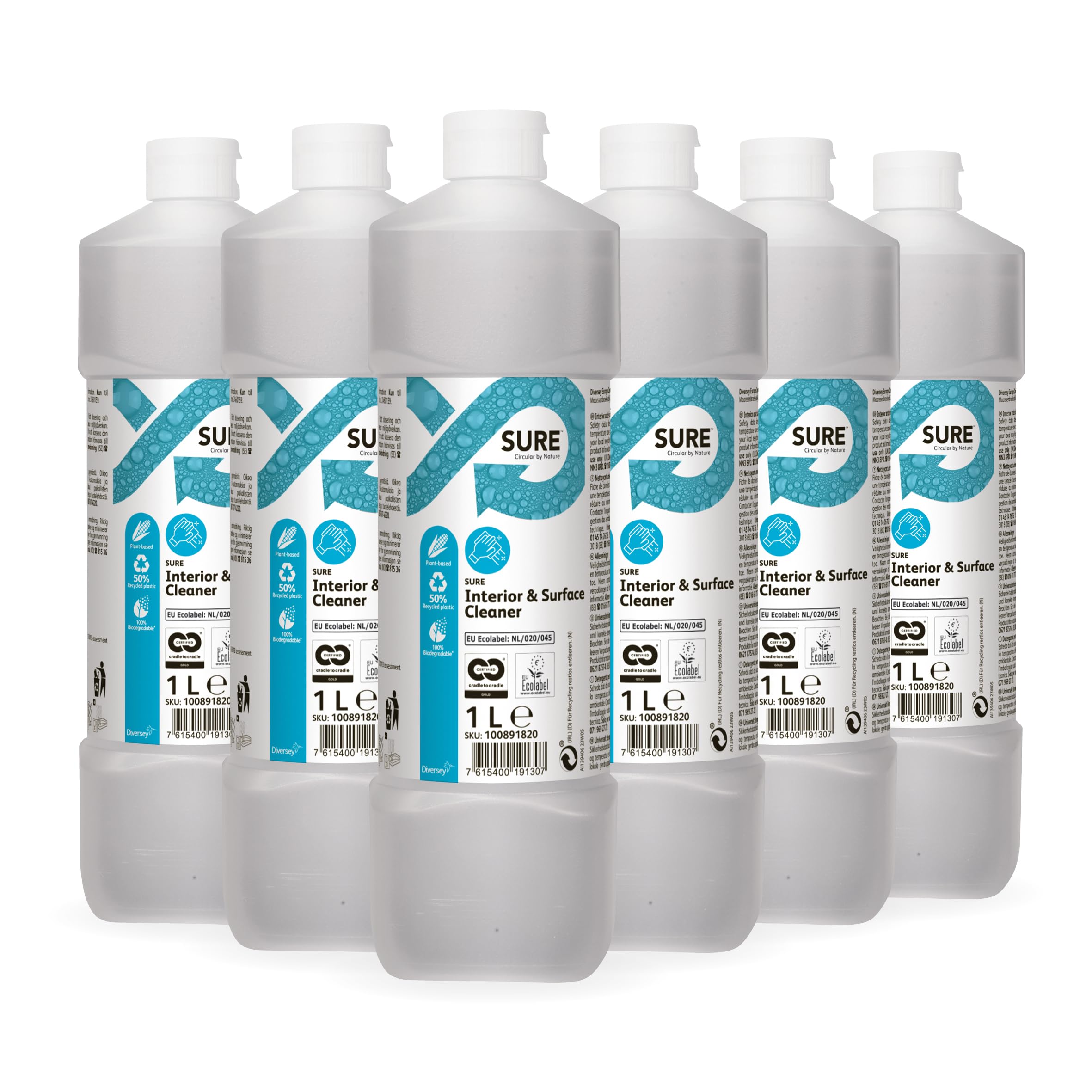 SURE Concentrated Interior and Surface Cleaner, plant based, 100% biodegradable, environmentaly friendly, 1L