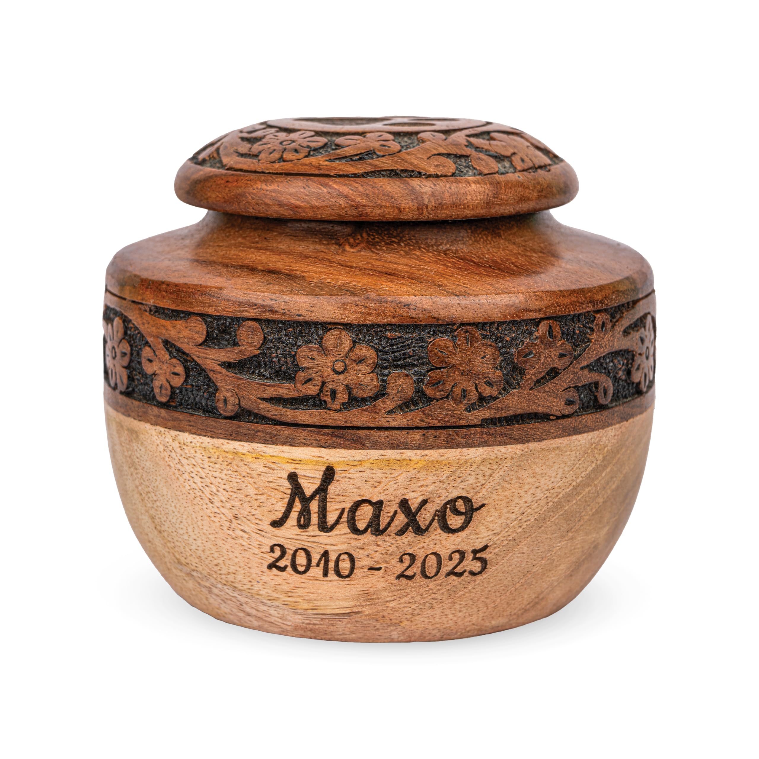 Personalized Pet Urns for Dogs & Cat Ashes - Available in 4 Sizes, Wooden Custom Pet Urns for Dog Handcrafted Memorial Keepsake (Large-110 lbs or 49 Kg)