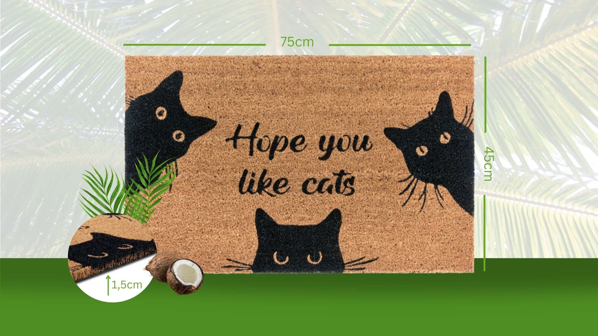 Hanse Home Kokos-Fußmatte Für Drinnen & Draußen - Schmutzfangmatte Aus Naturkokos, Rutschfester Fußabtreter Für Flur, Terrasse & Eingangsbereich, 27x70cm