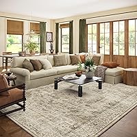 palohom 8x10 Boho Washable Area Rug - Stain Resistant Non-Slip Low Pile for Living Room Bedroom Kitchen