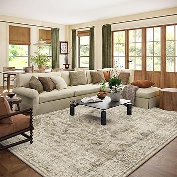 39% off: Washable Area Rugs for Living Room: 9x12 Bedroom Area Rugs Boho Vintage Rugs Stain Resistant …