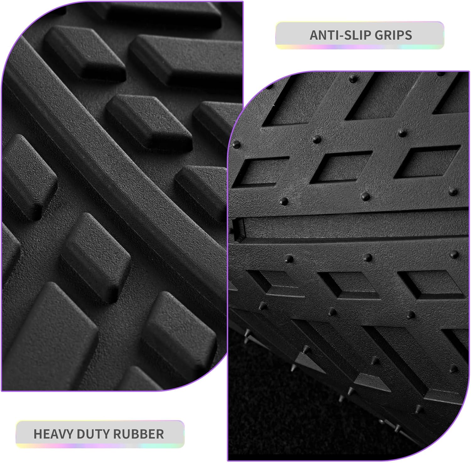 PIC AUTO Car Floor Mats, Purple Aluminum-Molded with Full-Circle Iridescent Inlay Strip Car Mats, Universal-Fit Rubber Mats for Cars, Trucks & SUVs, All-Weather, Non-Slip, Easy-to-Clean Interior Mats - Image 4