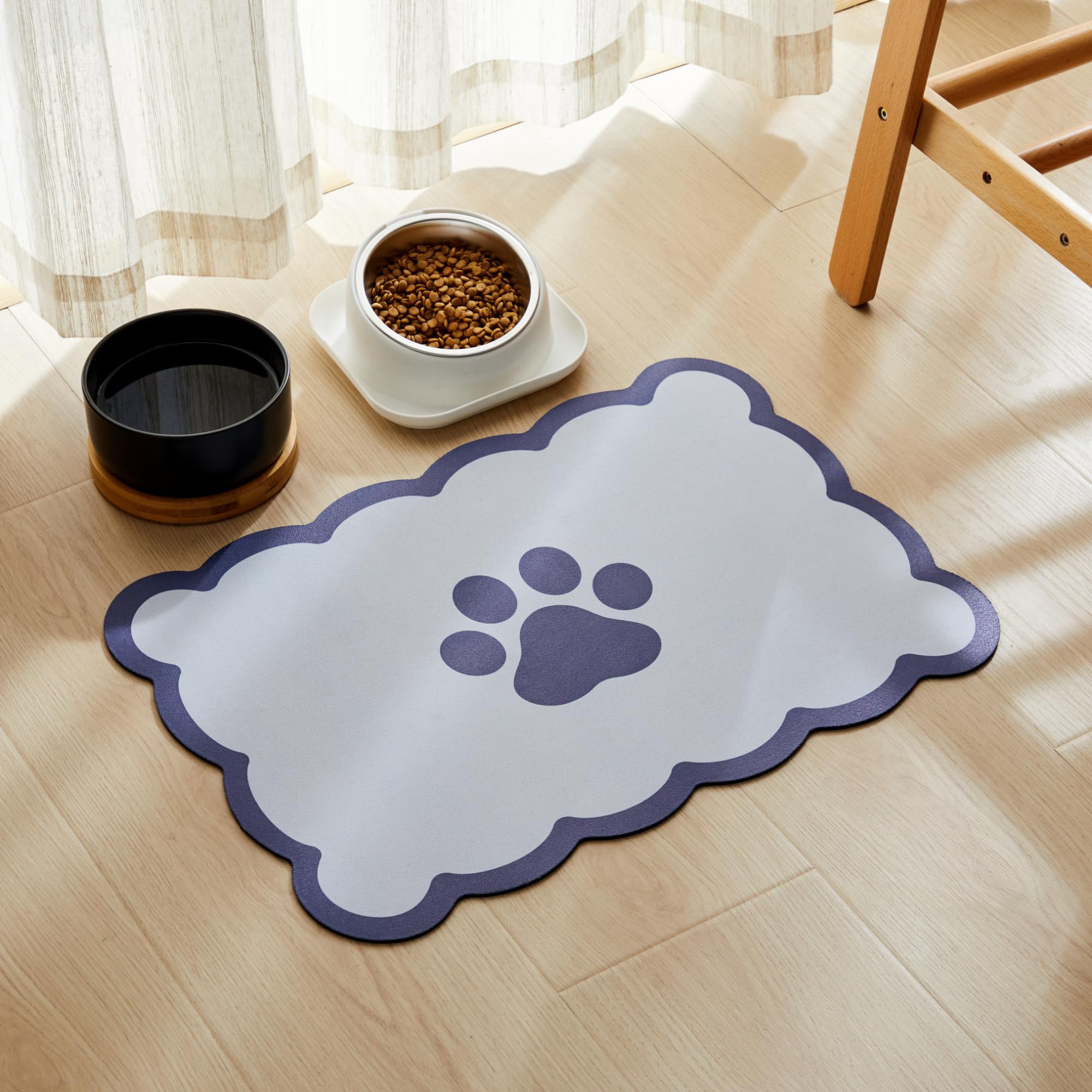 Ralxion Scalloped Dog Feeding Mat, Navy Blue, 14" X 19โ โ image 1