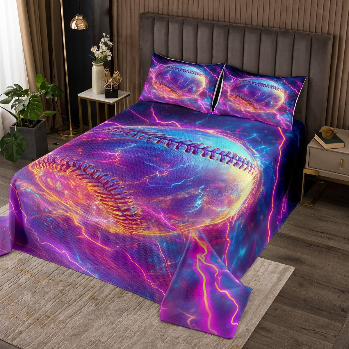 Erosebridal Kids Basketball Quilt Set Basketball Sport King Bedspread Set Ball Sports Games Coverlet Set Black Tie Dye Basketball Bedding Set for Boys Children Teen Bedroom Decor