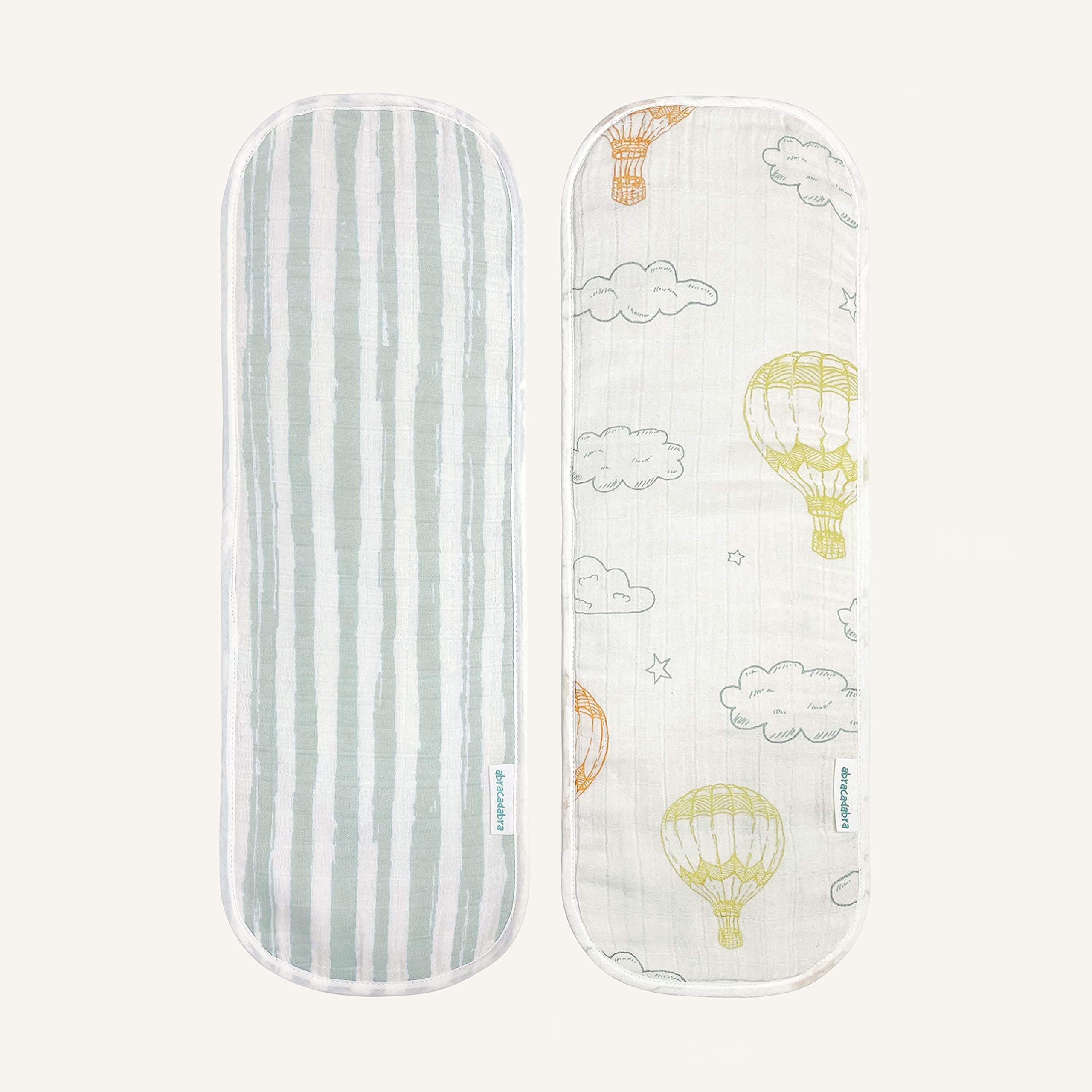 abracadabra Cotton Muslin Burp Cloth for Newborn Baby, Lightweight and Absorbent Reusable Napkins, 38 cm X 17 cm (Set of 2) - Hot Air Balloon-picture-27