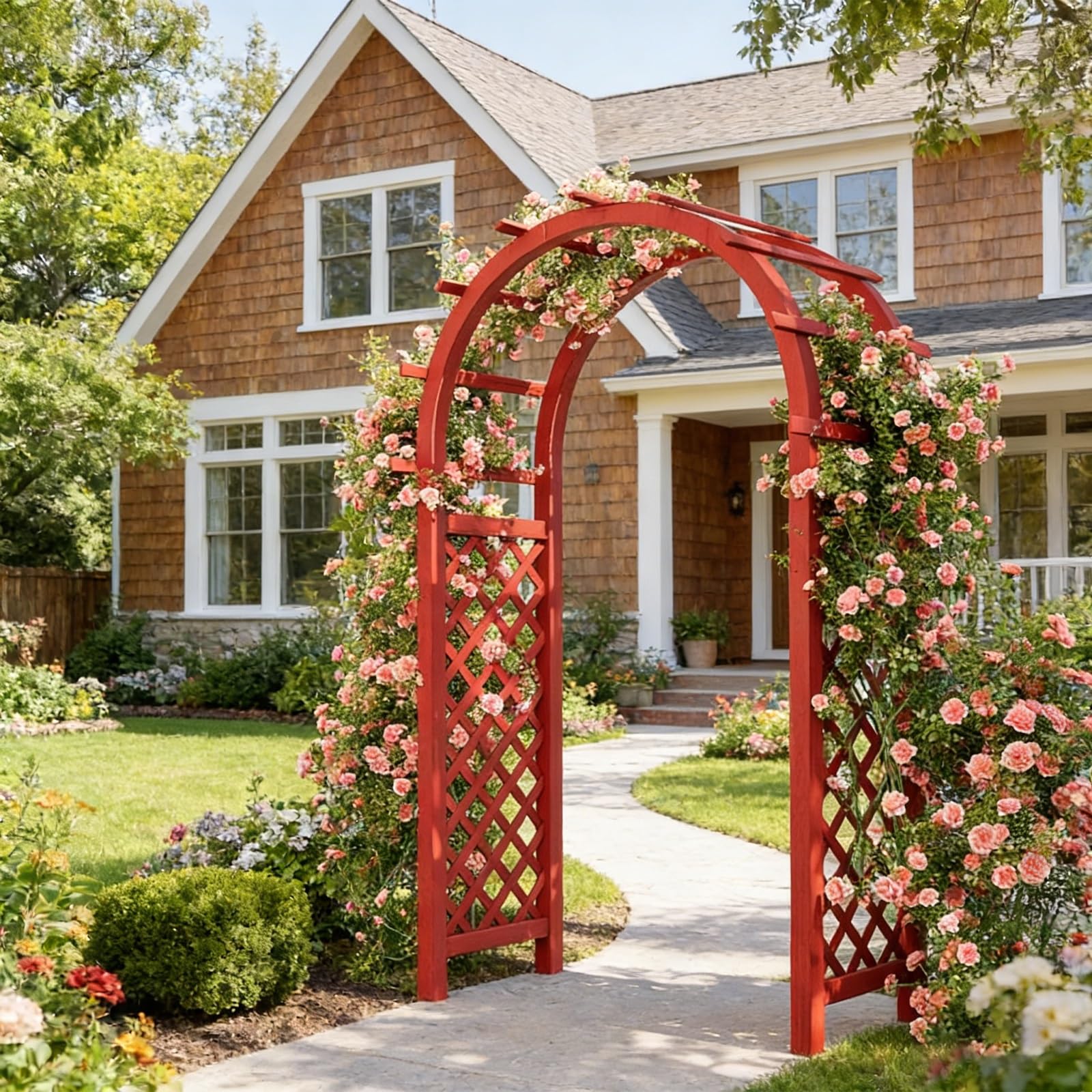 Enrejado de jardín para plantas trepadoras, arco de enrejado de madera, carga estable, impermeable, ideal para colgar macetas, luces de cadena y decoraciones
