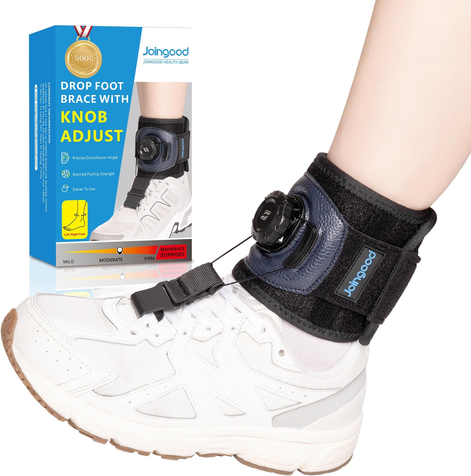 AFO Foot Drop Brace for Walking with Shoes, Drop Foot Brace with Reel-Adjust Dorsiflexion Assist, Adjustable Foot Brace for Drop Foot Support, Fits Left or Right Foot for Women Men (L/XL)