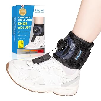 AFO Foot Drop Brace for Walking with Shoes, Drop Foot Brace with Reel-Adjust Dorsiflexion Assist, Adjustable Foot Brace for Drop Foot Support, Fits Left or Right Foot for Women Men S/M