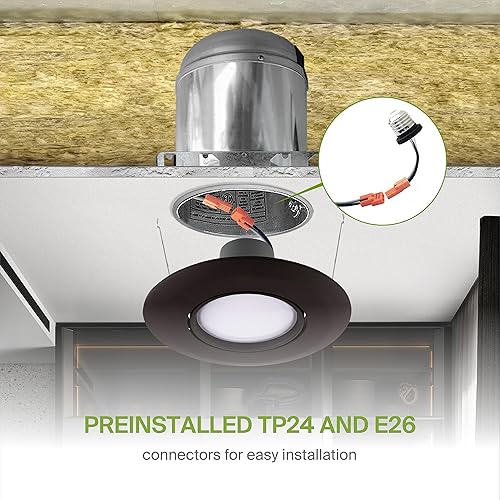 Miniatura 5 de ASD Iluminación empotrable LED de 6 pulgadas, 5CCT 2700K3000K3500K4000K5000K regulable ajustable 15W, alto brillo 1310 lm, luces LED oculares con