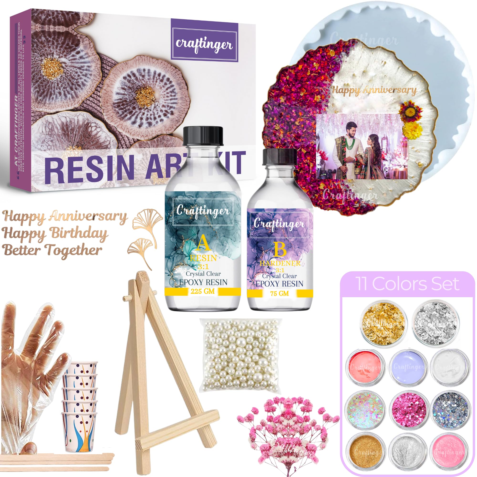 Craftinger Resin Art Photoframe Kit with 300gm Resin & Wooden Stand Acrelic Sticker of Happy Birthday and Happy Anniversary (B0CGSJCSQP) Amazon Price History, Amazon Price Tracker