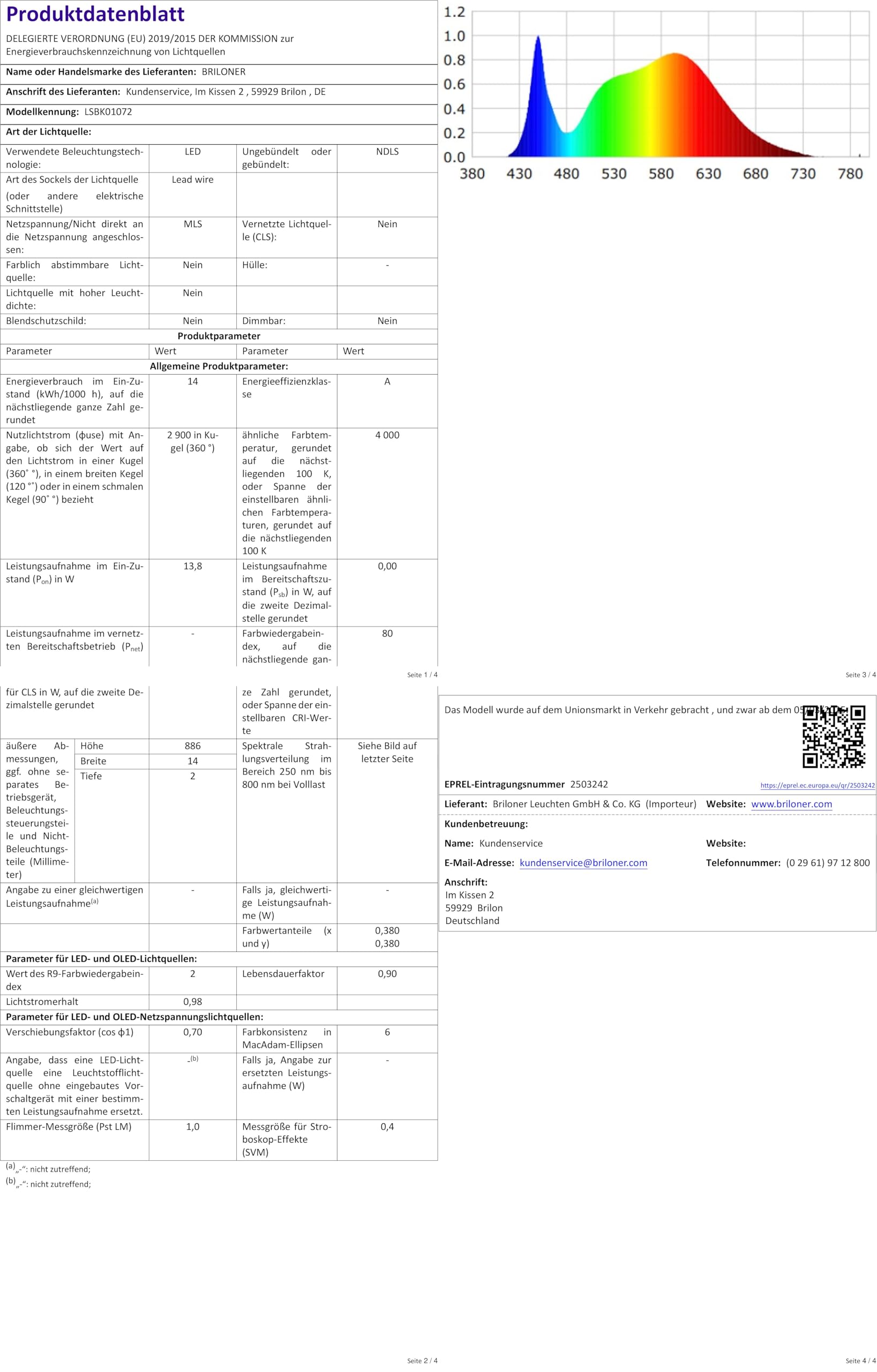 BRILONER - EEK A LED ceiling lamp Efficient with 14W at 3000lm, approx