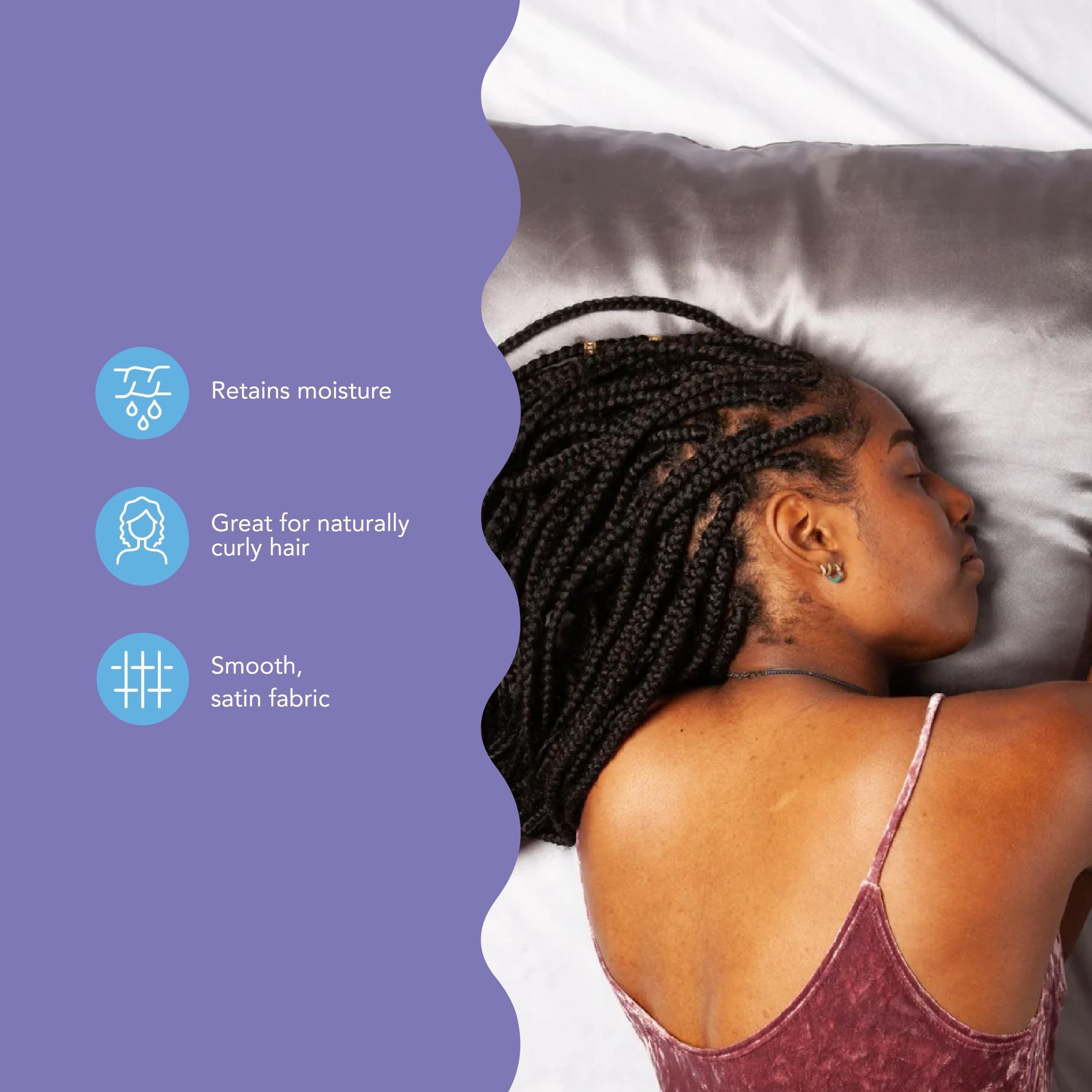 Turbie Twist 2-Pack Double Sided Satin Pillowcase Set for Beauty, Gifting - Pillow Covers for Skin & Hair Care - Helps Reduce Frizzy Hair - Luxurious Beauty Essentials - 1 Pink, 1 Dahlia